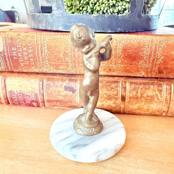 Vintage Other - Vintage solid brass and marble Puti Paperweight